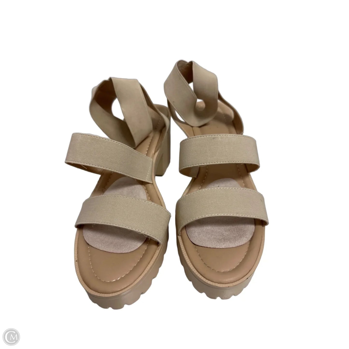 Sandals Heels Block By Cato In Cream, Size: 10