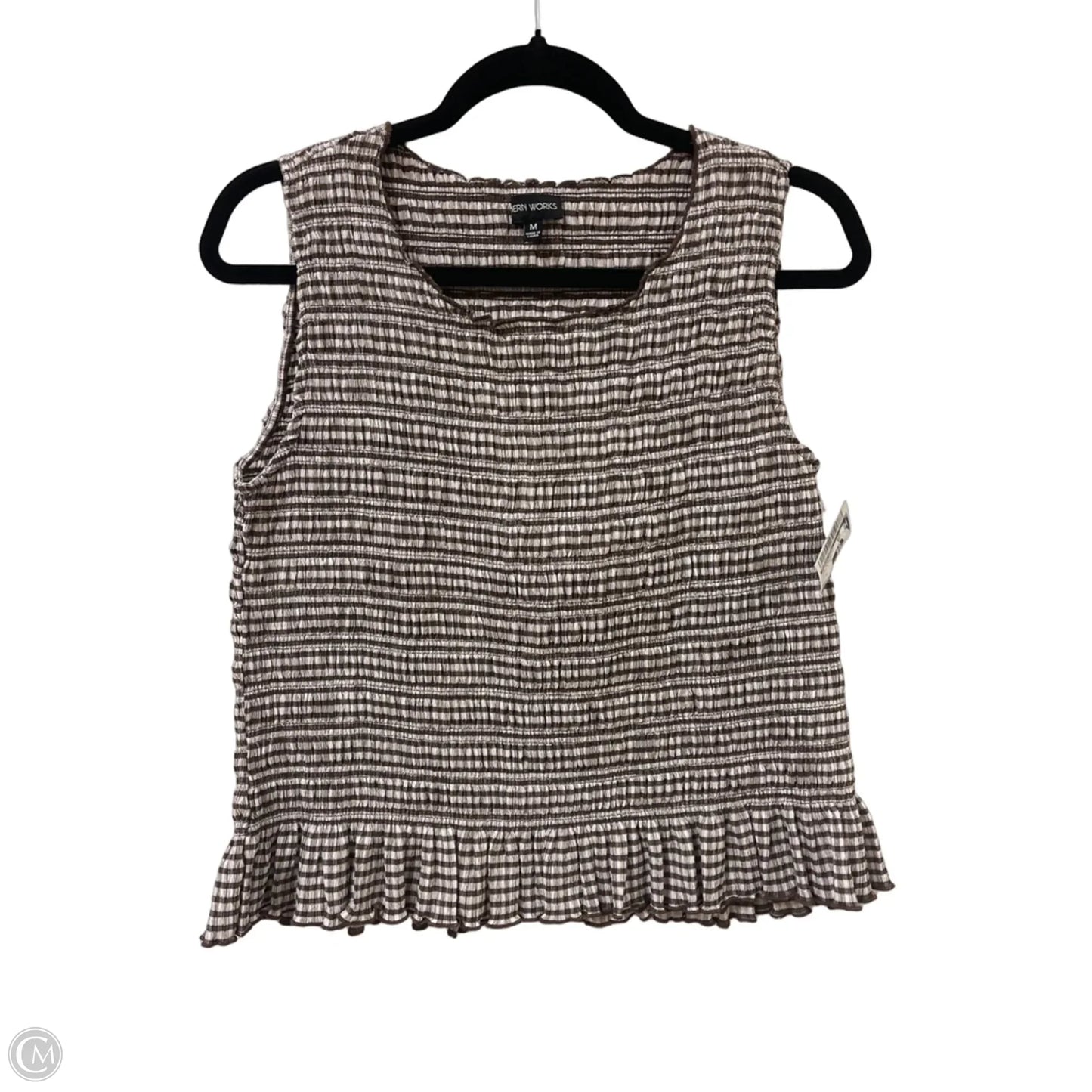 Top Sleeveless By Modern Works In Brown & Cream, Size: M