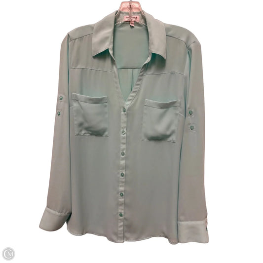 Blouse Long Sleeve By Express In Green, Size: L