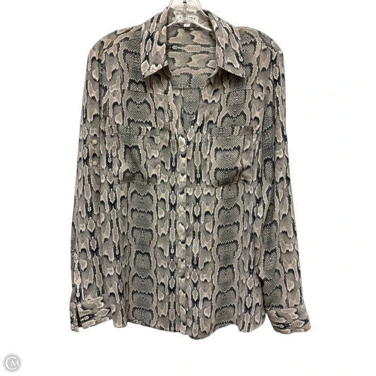 Blouse Long Sleeve By Express In Snakeskin Print, Size: L