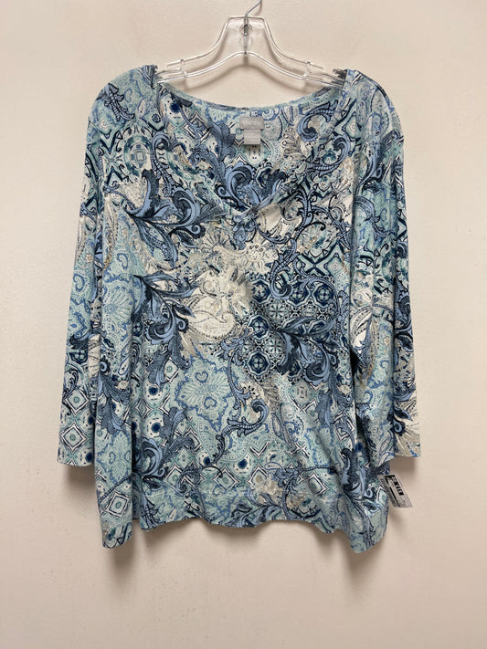 Blue Top Long Sleeve Chicos, Size 2x
