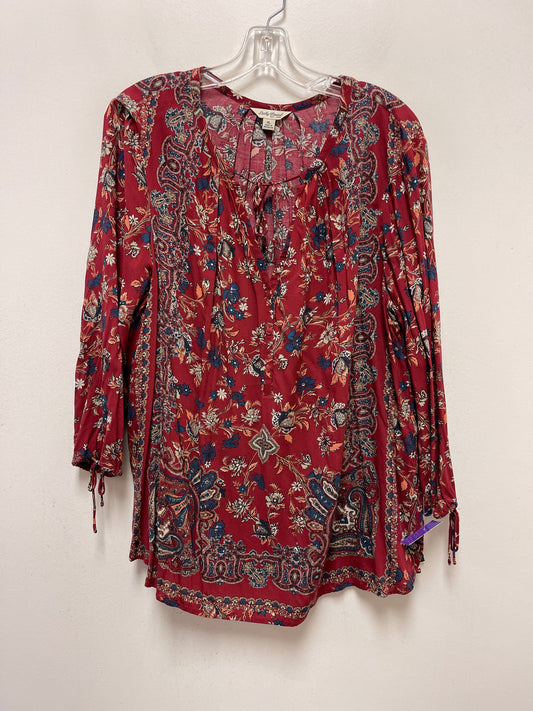 Red Top Long Sleeve Lucky Brand, Size Xl