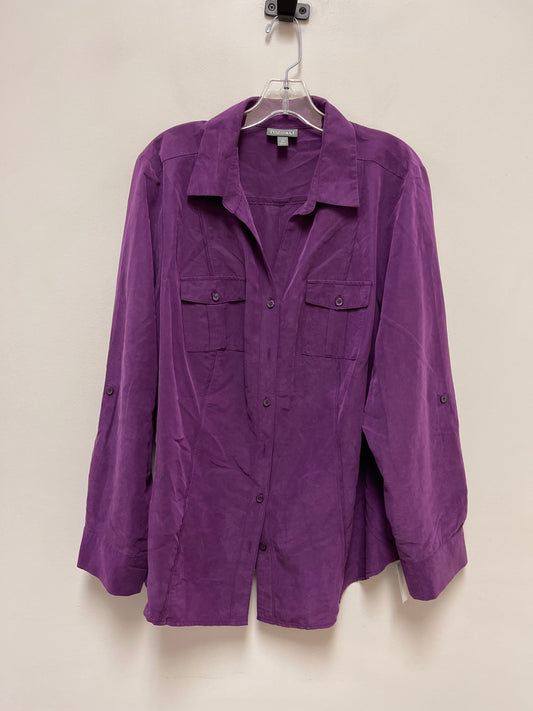 Blouse Long Sleeve By Roz And Ali In Purple, Size: 2x