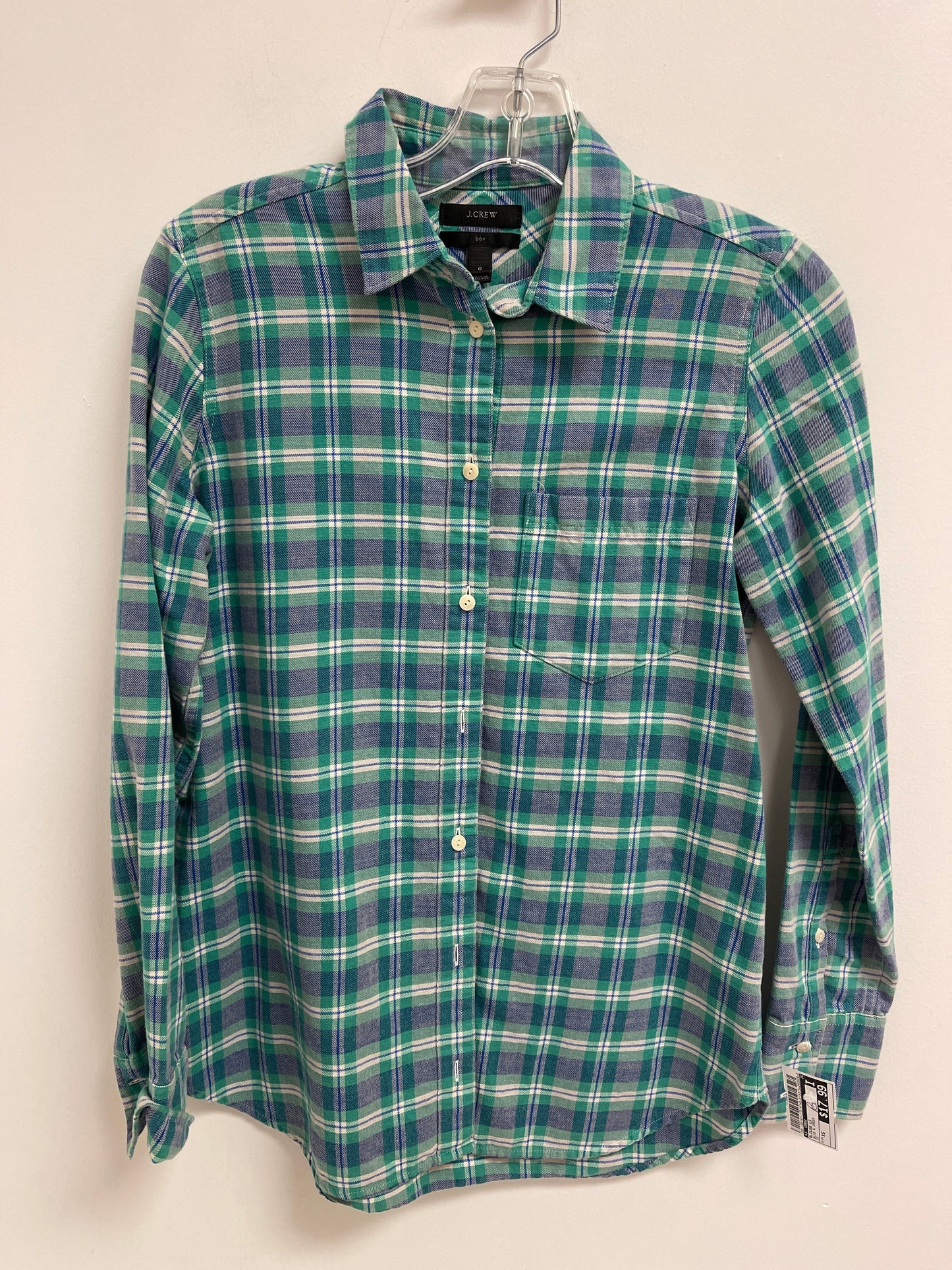 Blouse Long Sleeve By J. Crew In Blue & Green, Size: Xs