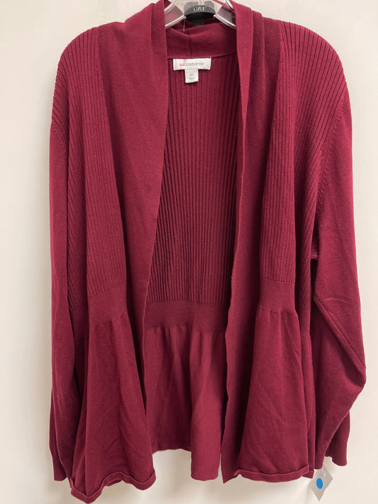 Sweater Cardigan By Liz Claiborne In Red, Size: 3x