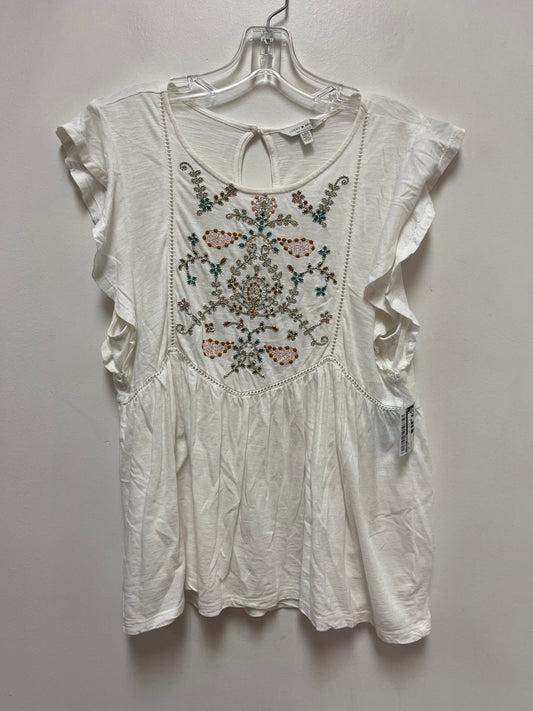 Top Short Sleeve By Lucky Brand In White, Size: M