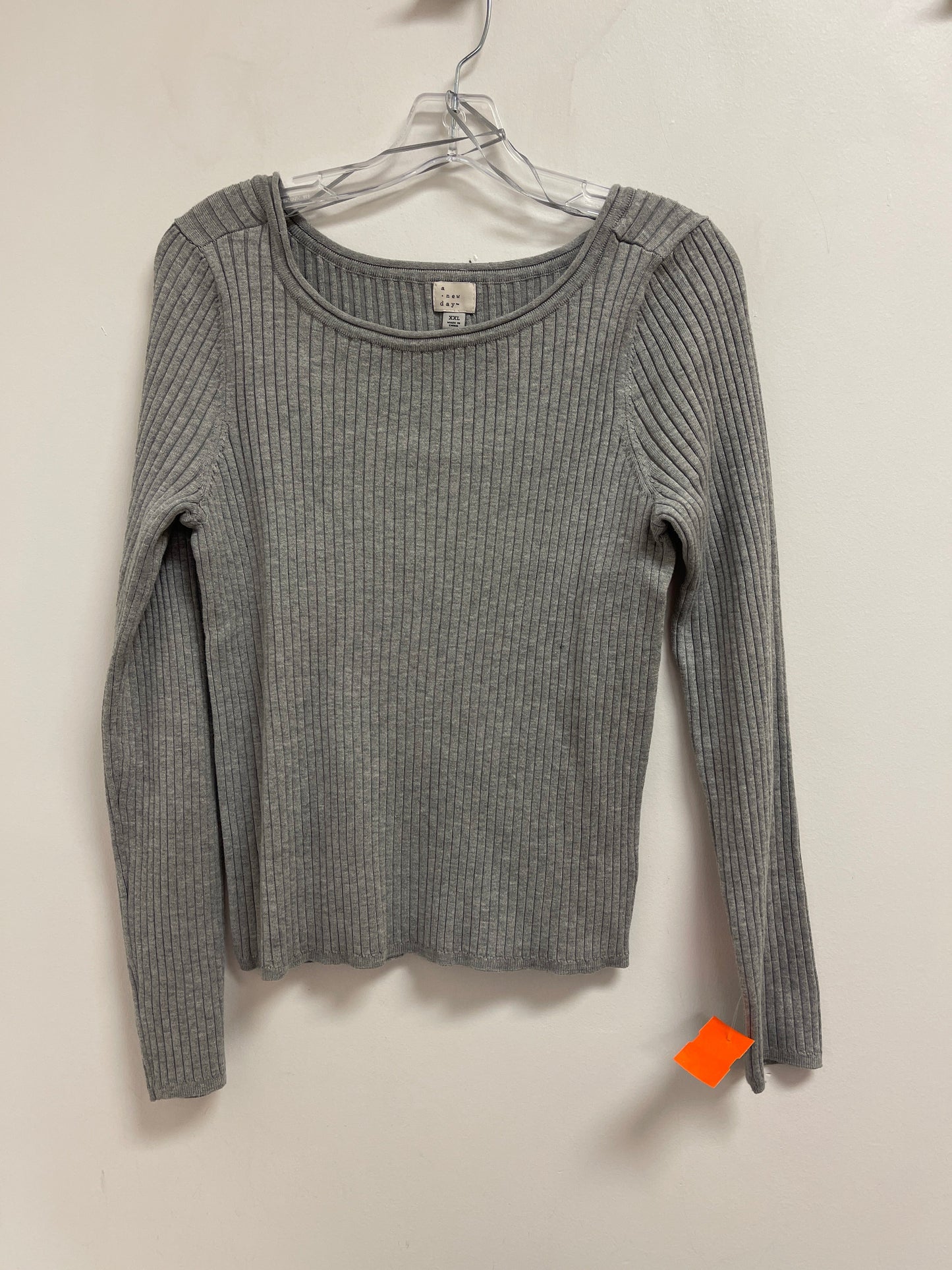 Top Long Sleeve By A New Day In Grey, Size: 2x