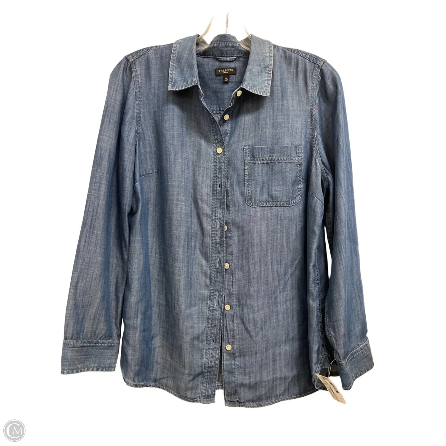 Blouse Long Sleeve By Talbots In Blue Denim, Size: M