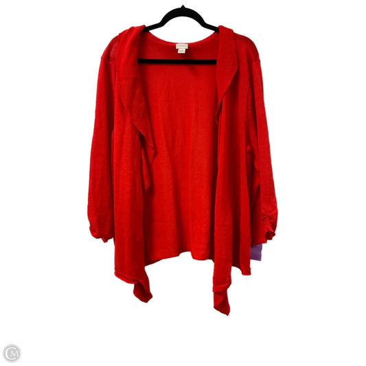 Sweater Cardigan By Chicos In Red, Size: 2x