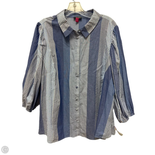 Blouse Long Sleeve By Vince Camuto In Blue, Size: 2x