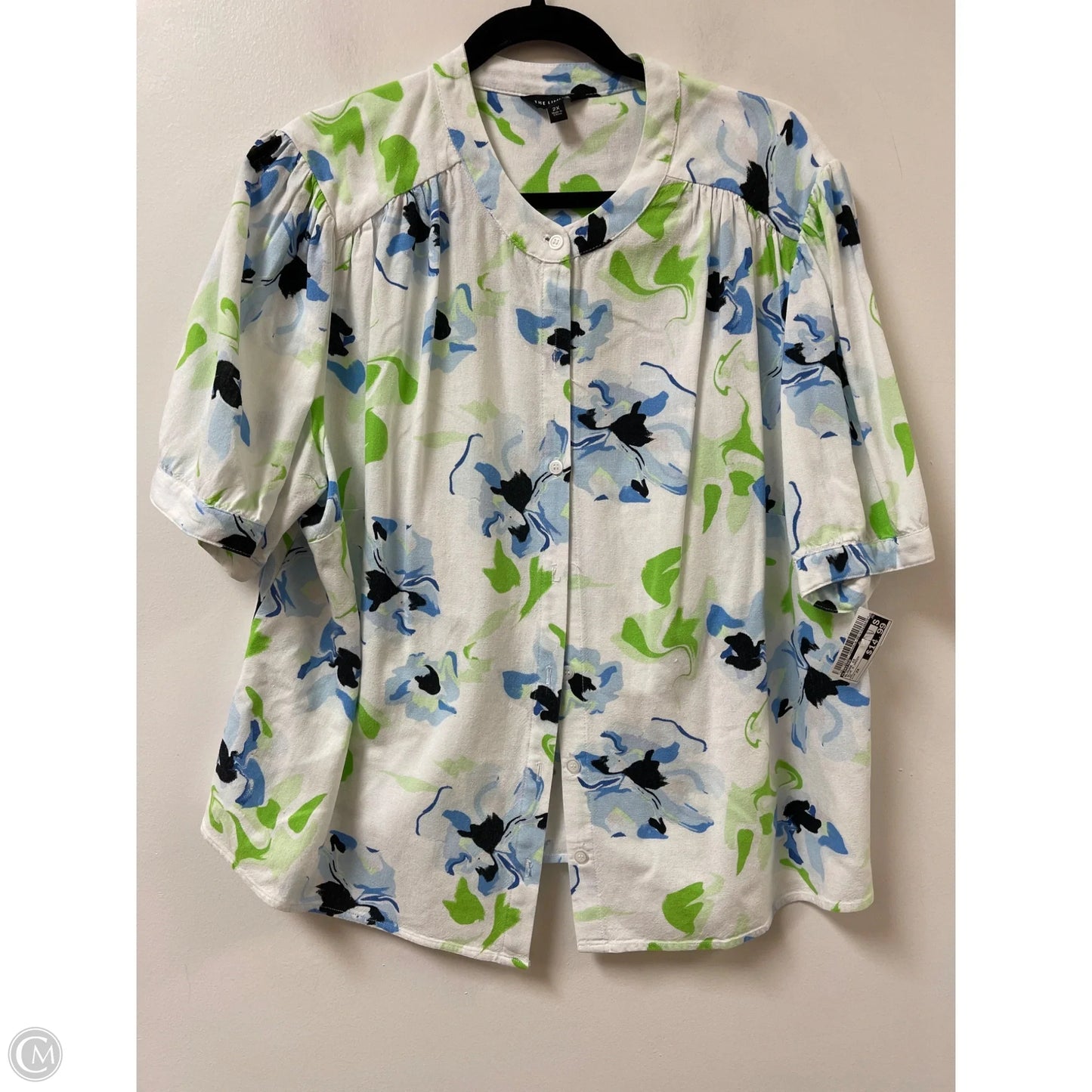 Blouse Short Sleeve By Limited In Blue & Green, Size: 2x