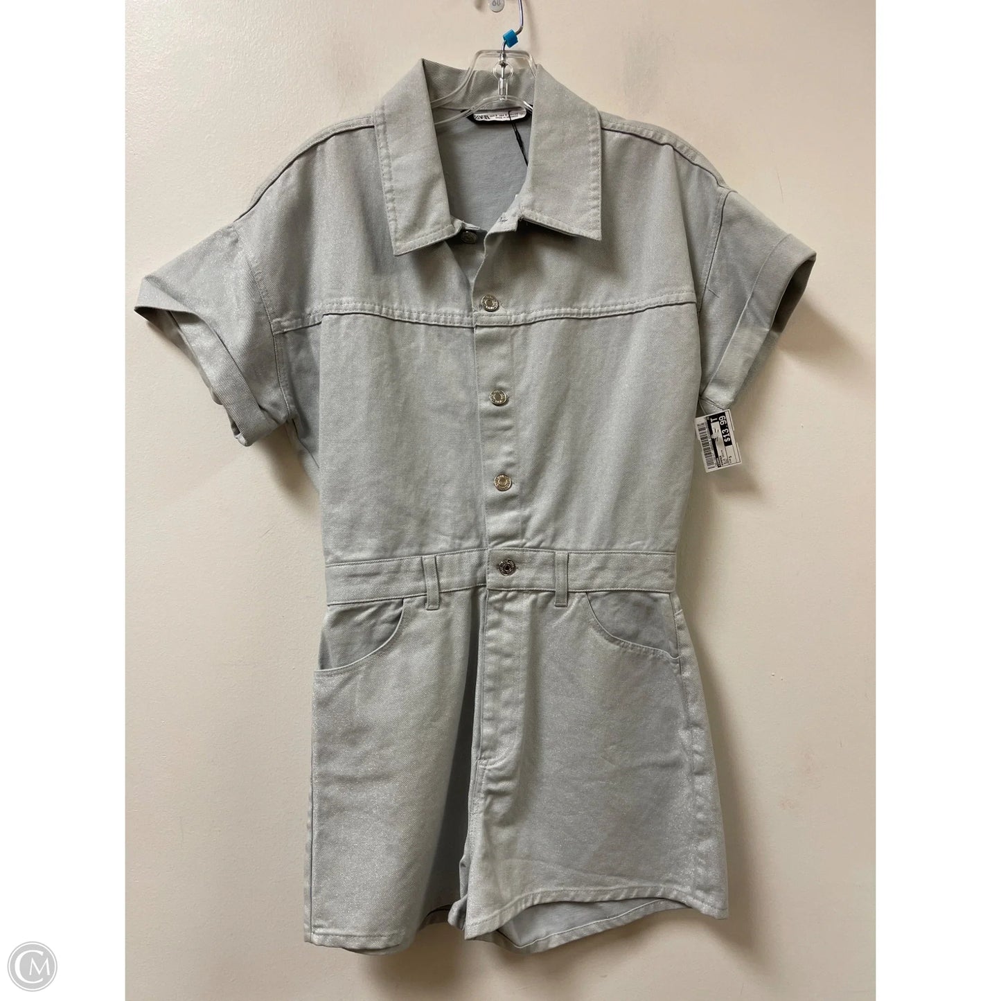 Romper By Zara In Blue Denim, Size: S