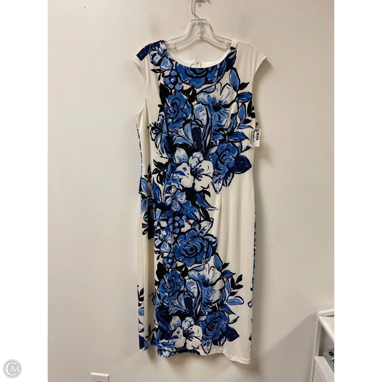 Dress Casual Midi By London Times In Blue & White, Size: L