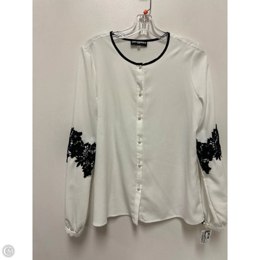 Blouse Designer By Karl Lagerfeld In White, Size: S