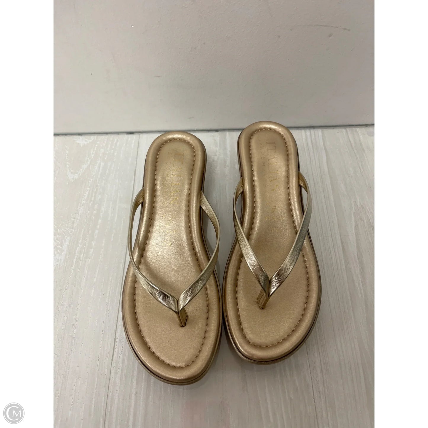 Sandals Heels Wedge By Italian Shoemakers In Gold, Size: 7.5