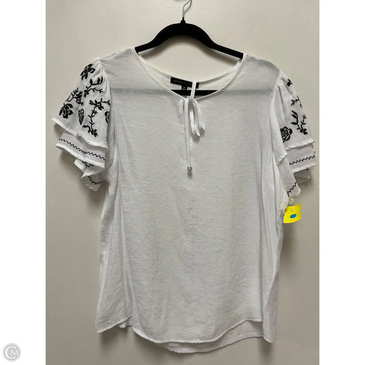Top Short Sleeve By Adrienne Vittadini In White, Size: M