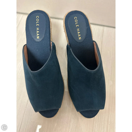 Sandals Heels Wedge By Cole-haan In Blue, Size: 8