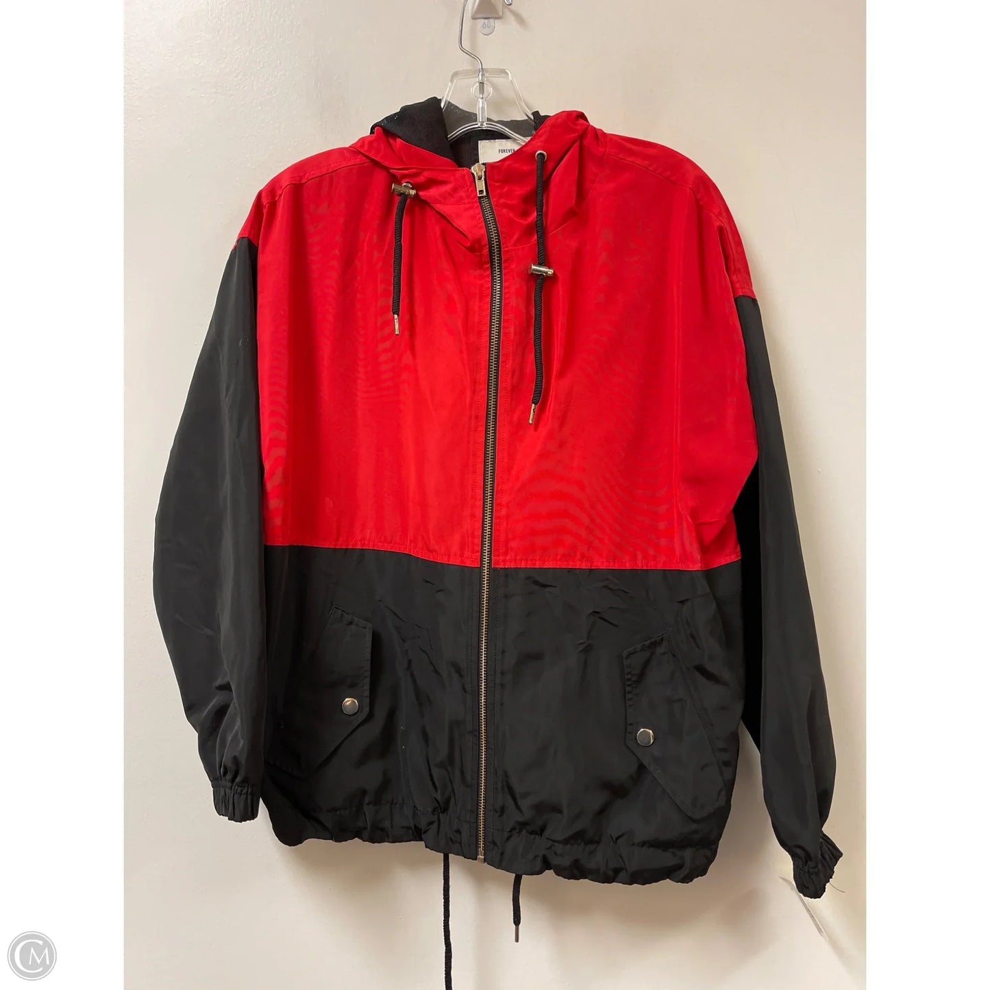 Jacket Windbreaker By Forever 21 In Red, Size: M