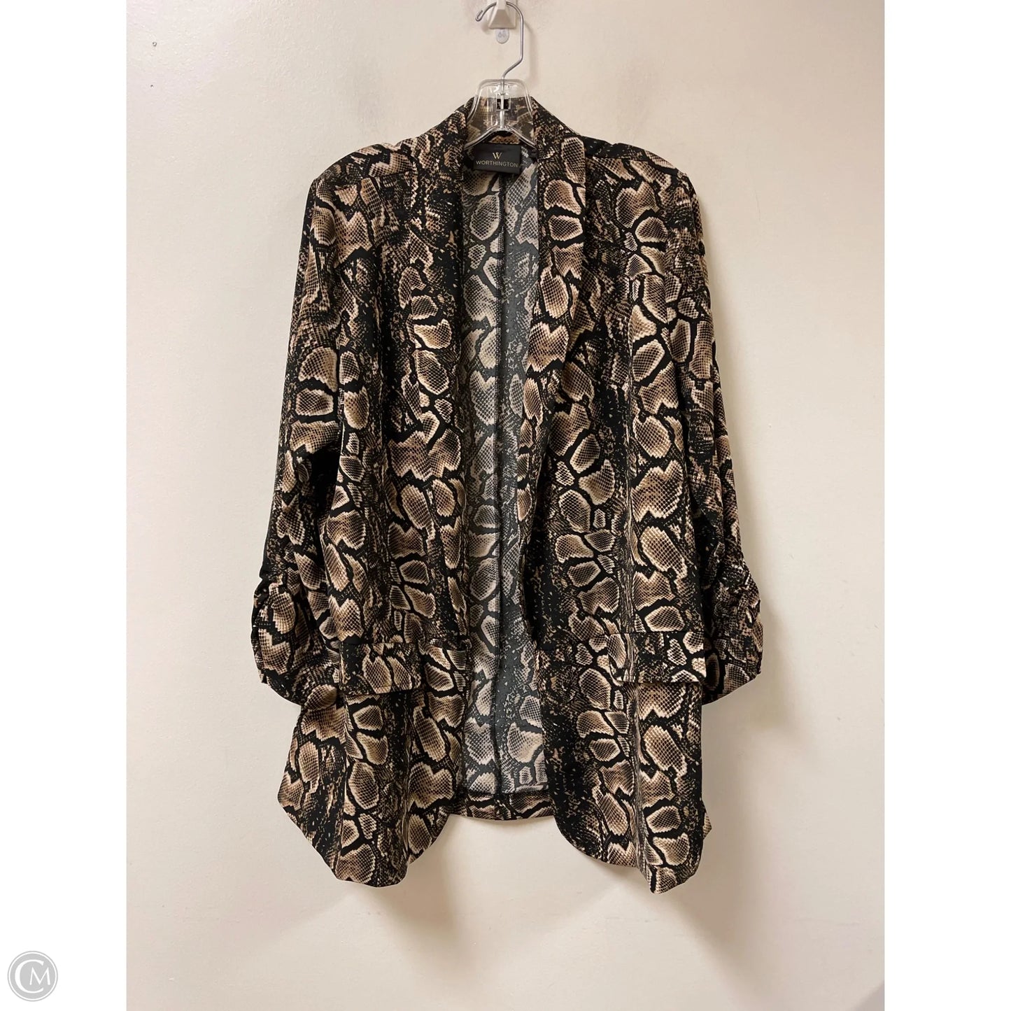 Blazer By Worthington In Snakeskin Print, Size: Xl