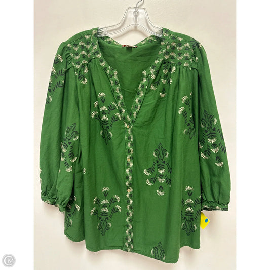 Blouse Long Sleeve By Knox Rose In Green, Size: 1x