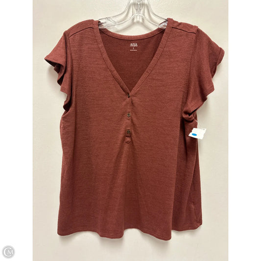 Top Short Sleeve By Ana In Brown, Size: L
