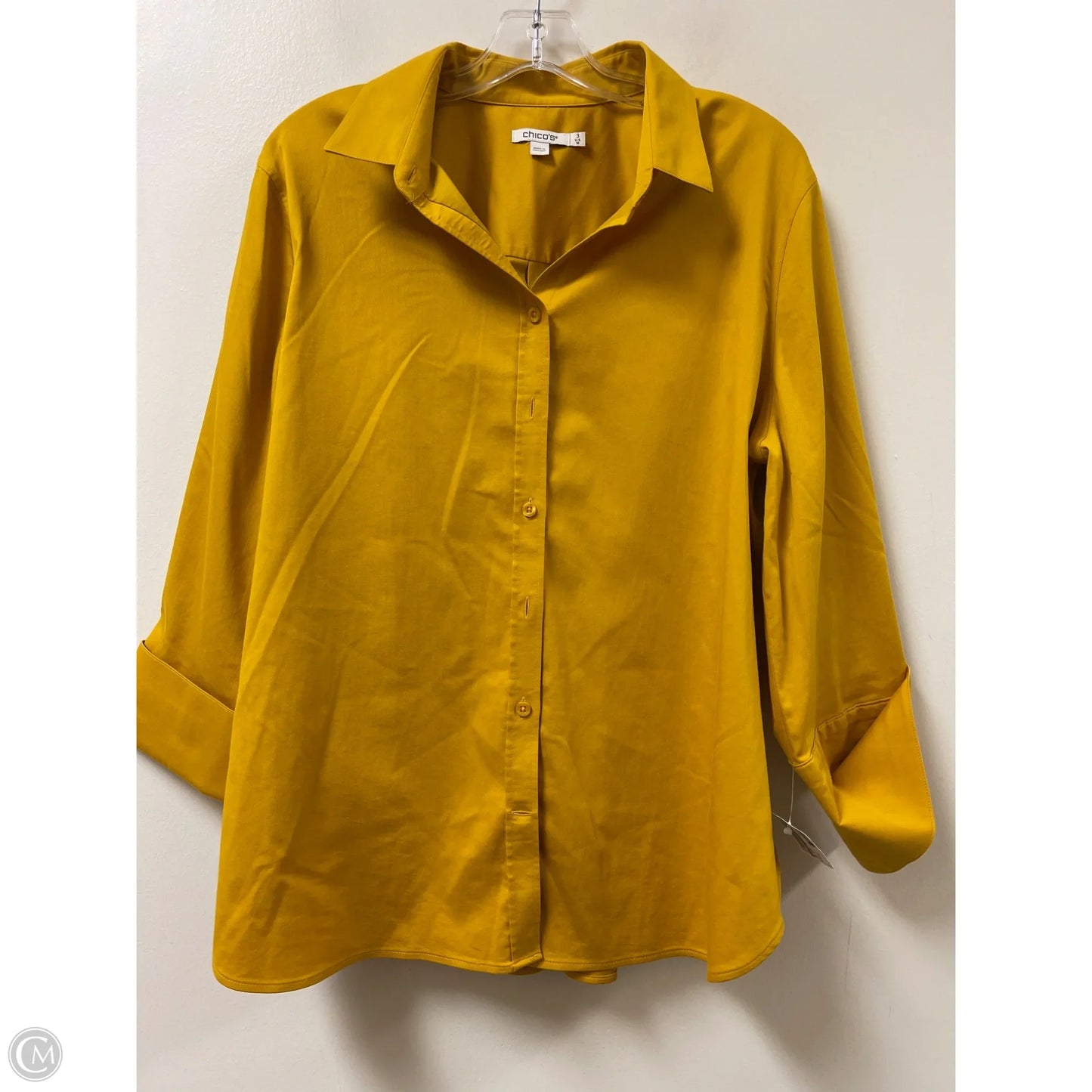 Blouse Long Sleeve By Chicos In Yellow, Size: 1x