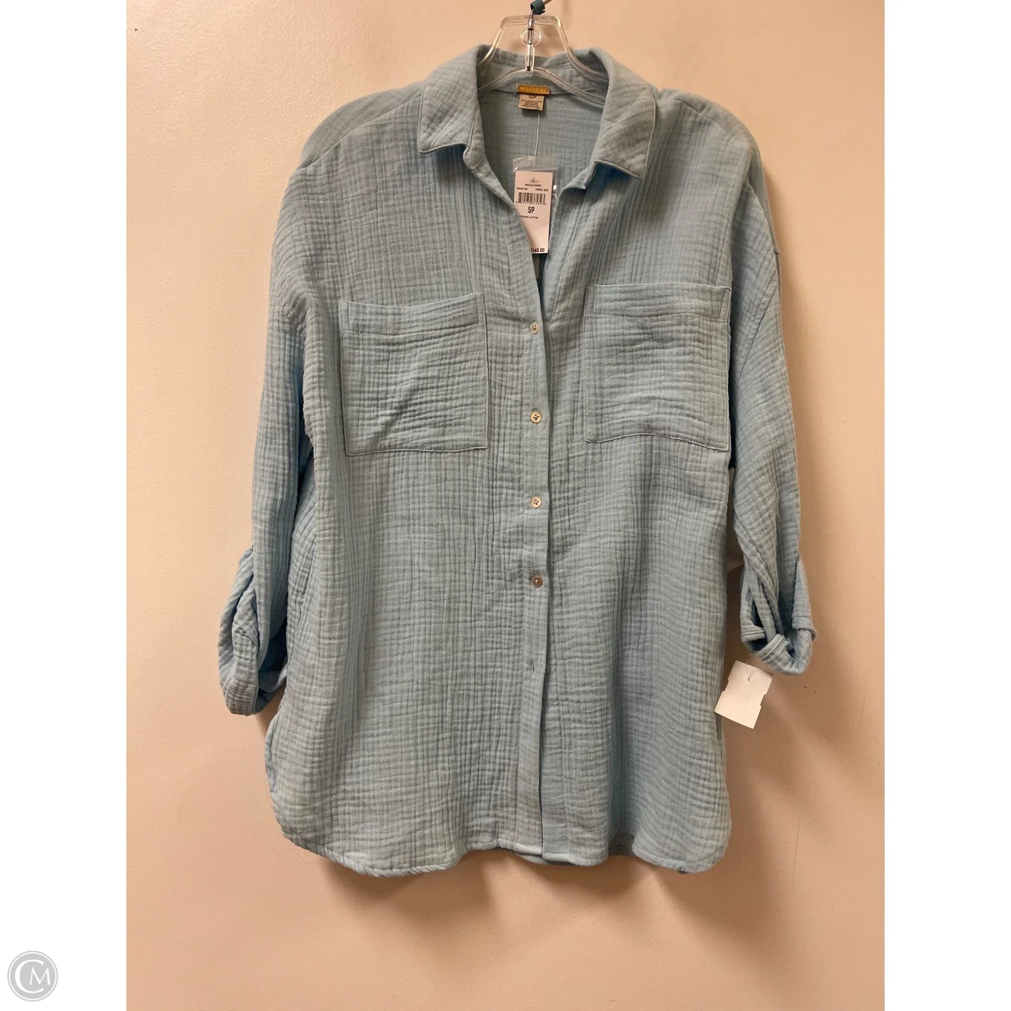 Blouse Long Sleeve By Magaschoni In Blue, Size: S