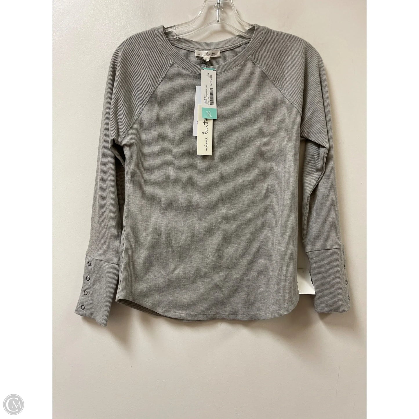 Top Long Sleeve By Nine Britton In Grey, Size: S