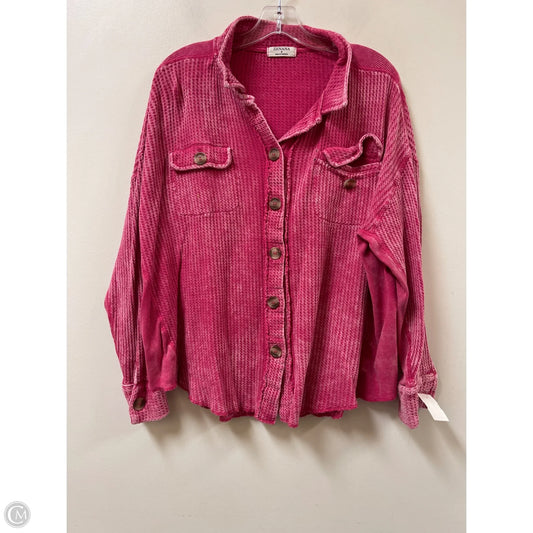 Blouse Long Sleeve By Zenana Outfitters In Pink, Size: S