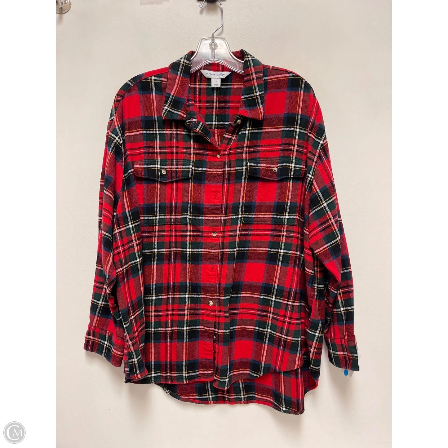 Blouse Long Sleeve By Old Navy In Red, Size: Xl