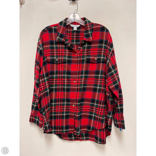 Blouse Long Sleeve By Old Navy In Red, Size: Xl