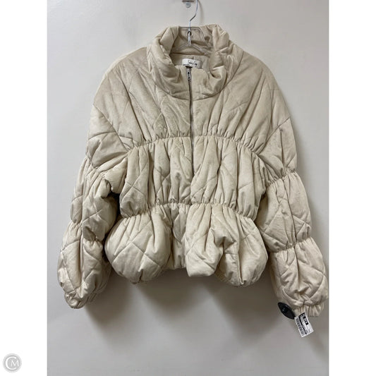 Jacket Puffer & Quilted By Sadie & Sage In Cream, Size: L