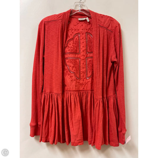 Sweater Cardigan By Logo In Orange, Size: M