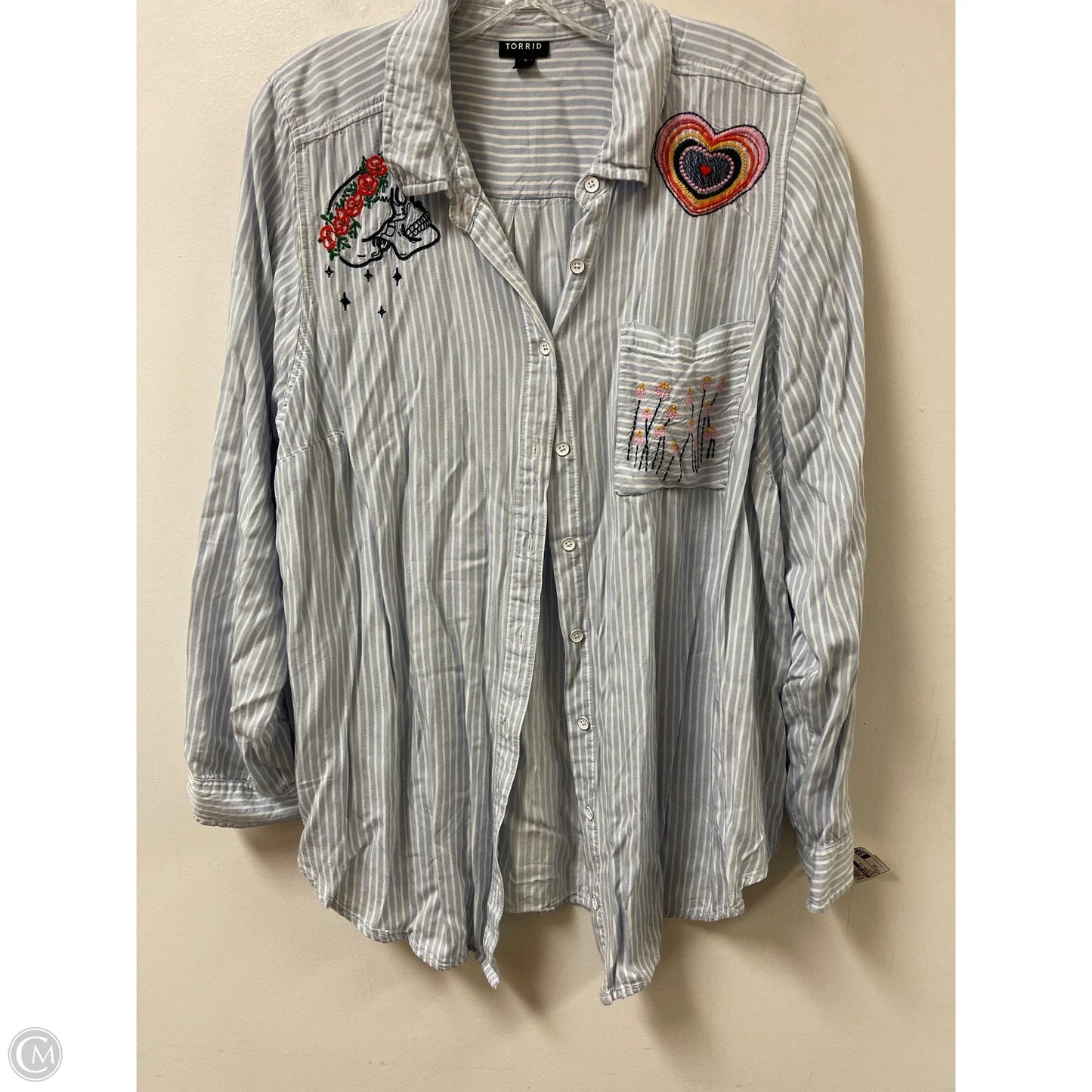 Blouse Long Sleeve By Torrid In Blue, Size: 2x