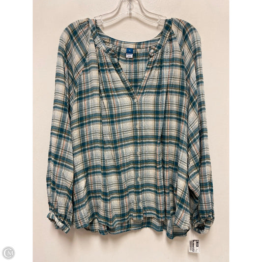 Blouse Long Sleeve By Old Navy In Blue, Size: Xl