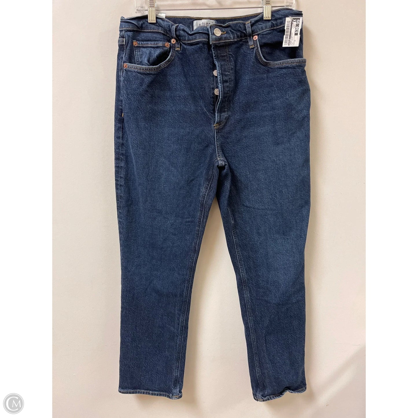 Jeans Straight By Agolde In Blue Denim, Size: 14