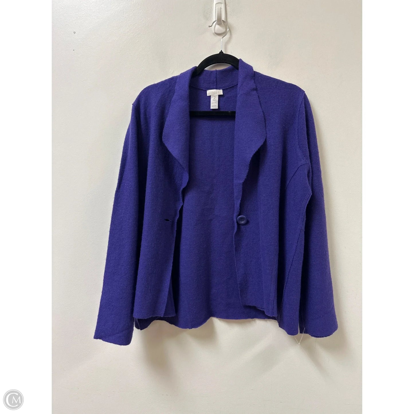 Sweater Cardigan By Chicos In Purple, Size: L