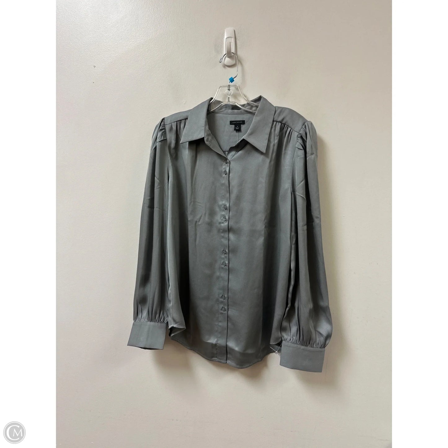 Blouse Long Sleeve By Ann Taylor In Grey, Size: M