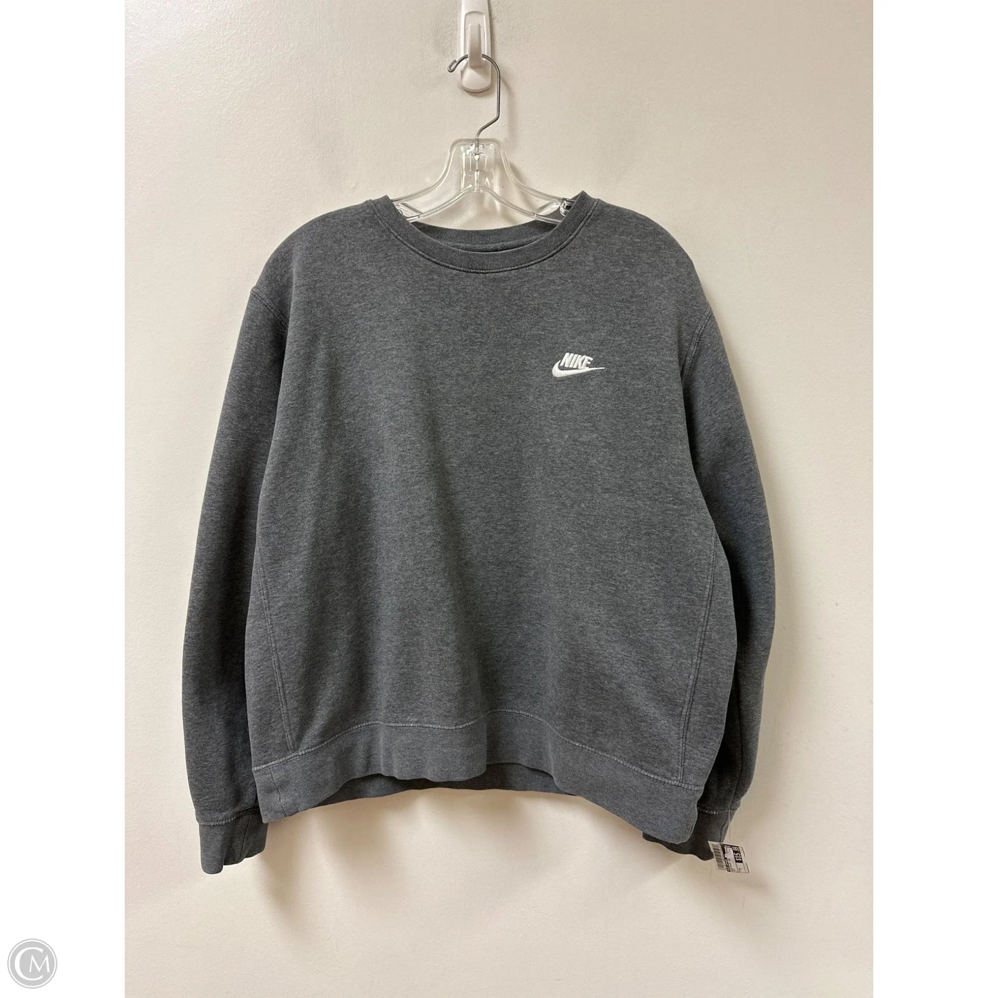 Sweatshirt Crewneck By Nike Apparel In Grey, Size: M
