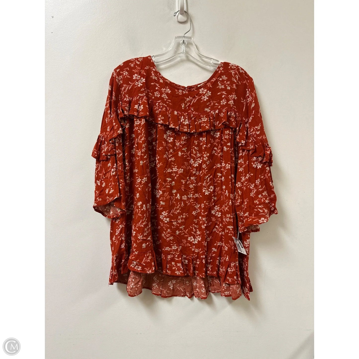 Top Short Sleeve By Easel In Orange, Size: L