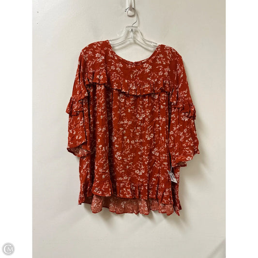 Top Short Sleeve By Easel In Orange, Size: L