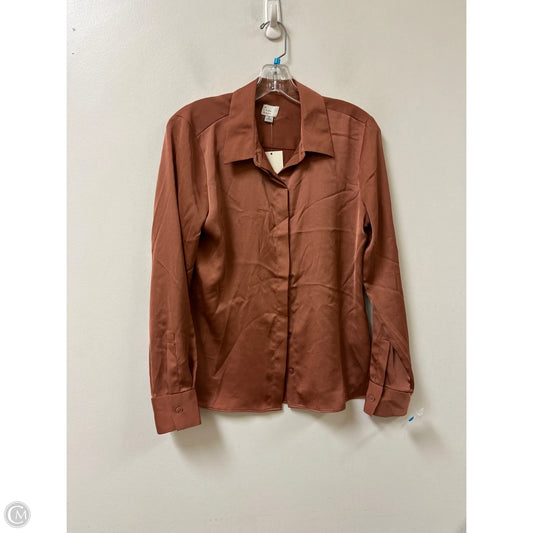 Blouse Long Sleeve By A New Day In Brown, Size: S