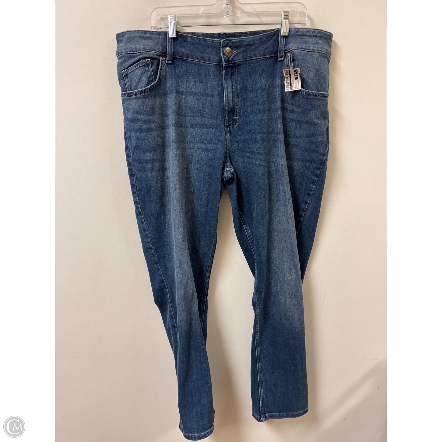 Jeans Straight By Lee In Blue Denim, Size: 20