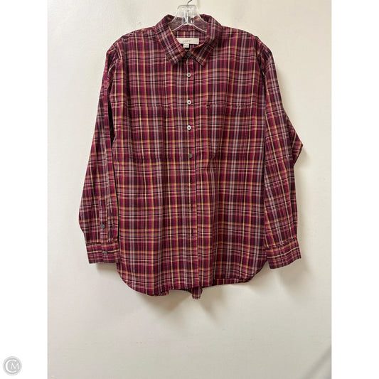 Blouse Long Sleeve By Loft In Purple, Size: M