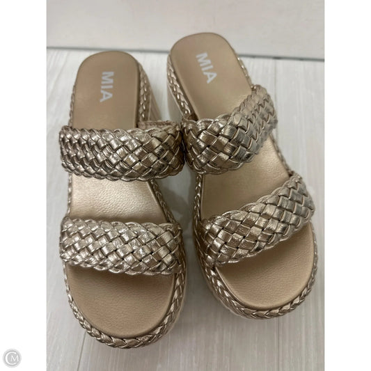 Sandals Heels Platform By Mia In Gold, Size: 9