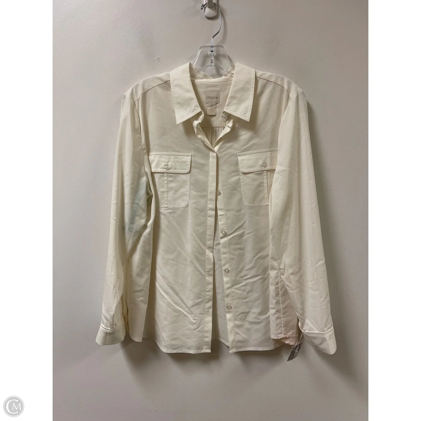 Blouse Long Sleeve By Chicos In White, Size: L