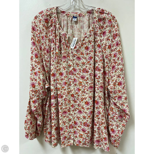 Blouse Long Sleeve By Old Navy In Floral Print, Size: Xl