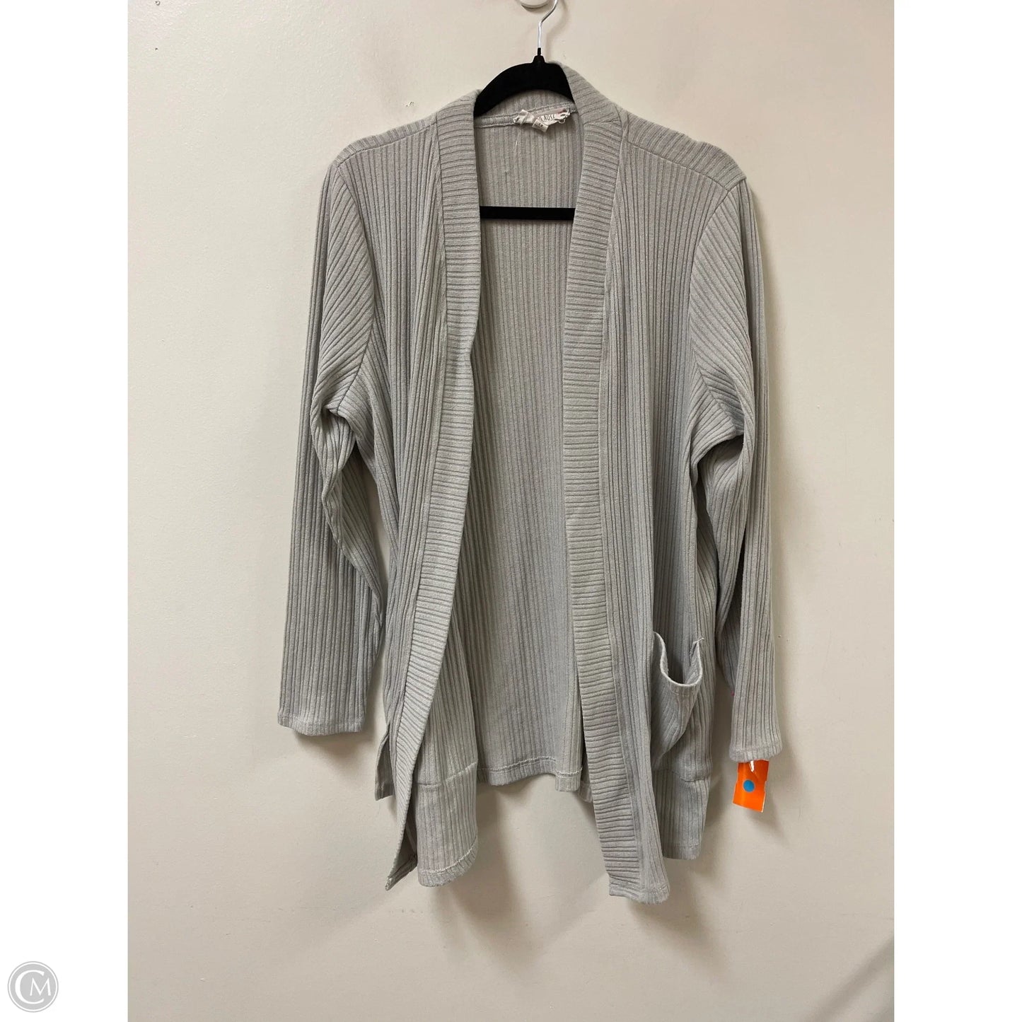 Sweater Cardigan By Pink Rose In Grey, Size: 1x