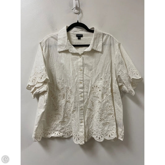 Blouse Short Sleeve By Torrid In Cream, Size: 2x