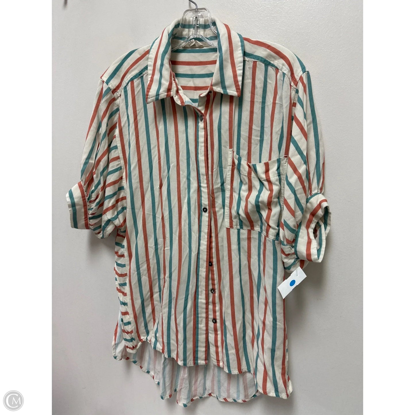 Blouse Short Sleeve By Entro In Striped Pattern, Size: S